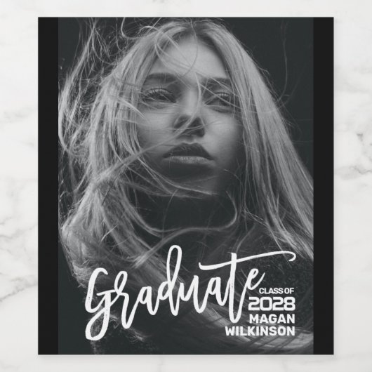 Moderne Kalligraphie Minimal Vollständiges Foto Gr Weinetikett (Einzelnes Label)