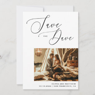 Moderne Kalligraphie Minimalistische Foto-Hochze Save The Date