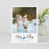 Moderne Kalligraphie Mittens Foto Flat Feiertagskarte (Stehend Vorderseite)