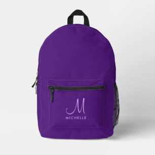 Moderne Kalligraphie Monogram Name Royal Lila Bedruckter Rucksack