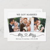 Moderne Kalligraphie Mr. Heart Wir haben Verheirat Postkarte (Vorne/Hinten)