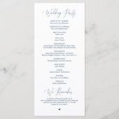 Moderne Kalligraphie, Navy Blue, Hochzeitfeier Programm (Rückseite)