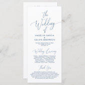 Moderne Kalligraphie, Navy Blue, Hochzeitfeier Programm (Vorne/Hinten)