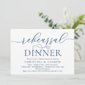 Moderne Kalligraphie, Navy Blue, Probe Dinner Einladung (Stehend Vorderseite)