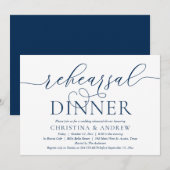 Moderne Kalligraphie, Navy Blue, Probe Dinner Einladung (Vorne/Hinten)