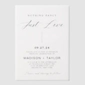 Moderne Kalligraphie Nichts Extravagant nur Liebe  Pergament Einladungen (Vorderseite)