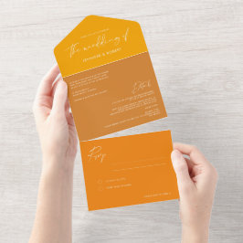 Moderne Kalligraphie Ochre Yellow Gold Hochzeit Al All In One Einladung