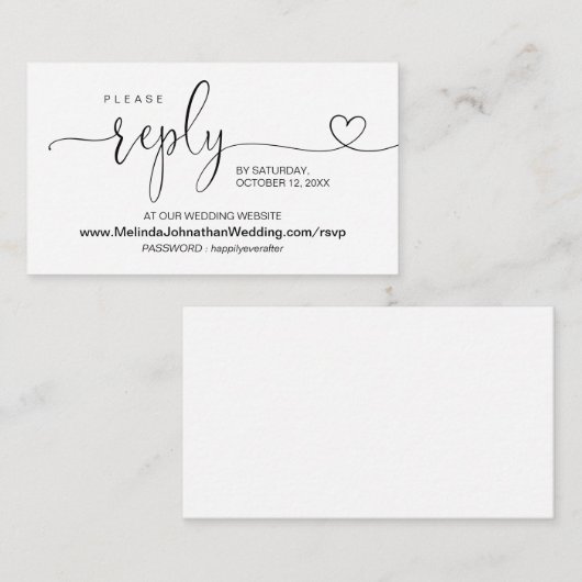 Moderne Kalligraphie Online Wedding Website UAWG Begleitkarte (Vorne/Hinten)