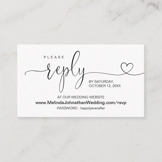 Moderne Kalligraphie Online Wedding Website UAWG Begleitkarte (Vorderseite)