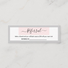 Moderne Kalligraphie Pastel Pink & Light Gray Refe Mini Visitenkarte