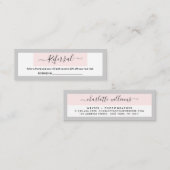Moderne Kalligraphie Pastel Pink & Light Gray Refe Mini Visitenkarte (Vorne/Hinten)
