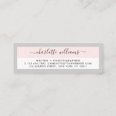 Moderne Kalligraphie Pastel Pink & Light Gray Refe Mini Visitenkarte (Rückseite)