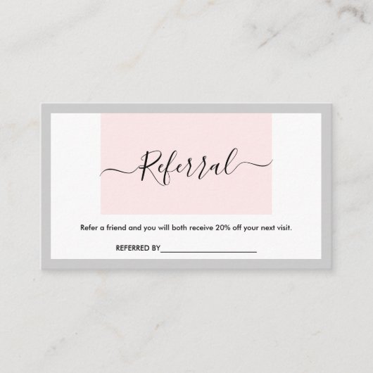 Moderne Kalligraphie-Pastellrosa u. hellgraue Visitenkarte (Vorderseite)