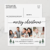 Moderne Kalligraphie Pines Weihnachten 3 Foto Postkarte (Vorne/Hinten)