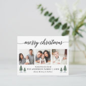 Moderne Kalligraphie Pines Weihnachten 3 Foto Postkarte (Stehend Vorderseite)