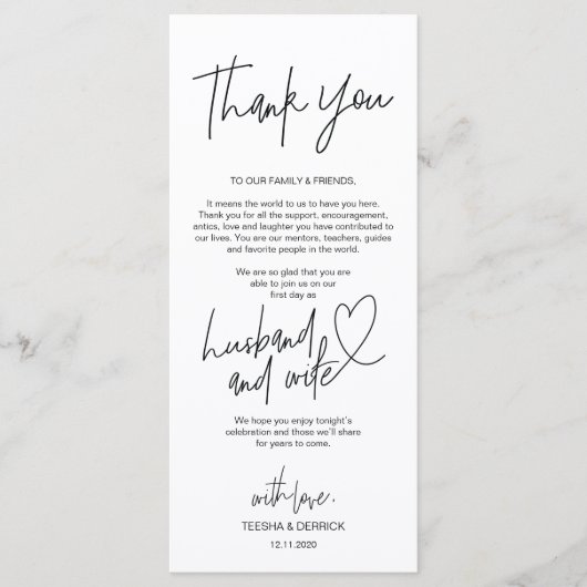 Moderne Kalligraphie Platz Einstellung Danke Karte (Vorderseite)