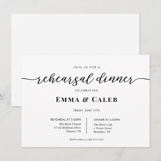 Moderne Kalligraphie Probe Einladung (Vorne/Hinten)