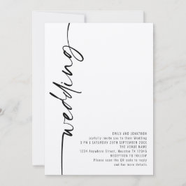 Moderne Kalligraphie QR Code Hochzeit Einladung