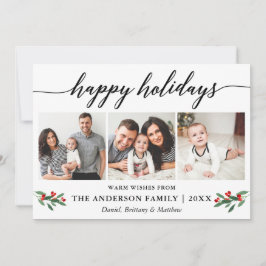 Moderne Kalligraphie Red Holly 3 Foto Feiertagskarte