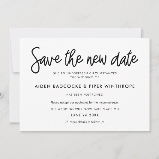 Moderne Kalligraphie Rettete die neue Datumsanzeig Einladung (Vorderseite)