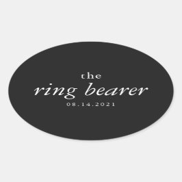 Moderne Kalligraphie Ringträger Hochzeit Oval Stic Ovaler Aufkleber