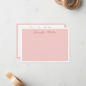 Moderne Kalligraphie Rosa Stilvorlage Mitteilungskarte (Vorderseite/Rückseite Beispiel)