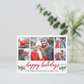 Moderne Kalligraphie Roter Happy Holidays 5 Foto Postkarte (Stehend Vorderseite)
