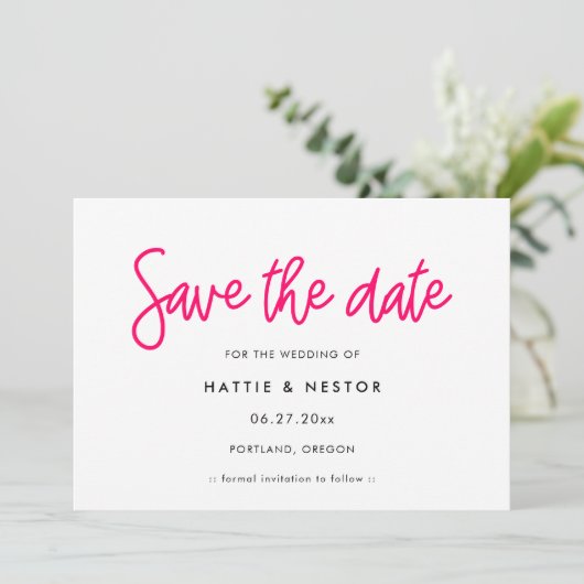 Moderne Kalligraphie Save the Date Einladung (Stehend Vorderseite)