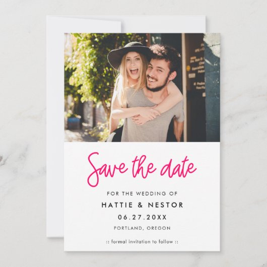 Moderne Kalligraphie Save the Date Foto (Vorderseite)
