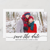Moderne Kalligraphie Save the Date Fotokarte Dankeskarte (Vorne/Hinten)