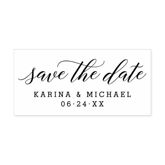 Moderne Kalligraphie Save the Date Hochzeitmonogra Gummistempel (Prägung)