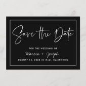 Moderne Kalligraphie Save the Date Schwarz/Weiß Begleitkarte (Vorderseite)