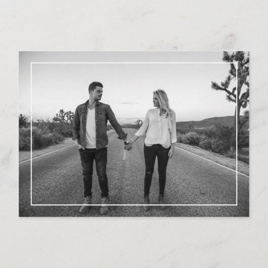 Moderne Kalligraphie Save the Date Schwarz/Weiß Begleitkarte (Rückseite)