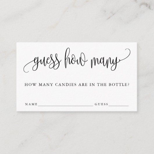 Moderne Kalligraphie schätzt die Anzahl der Spielk Begleitkarte (Vorderseite)