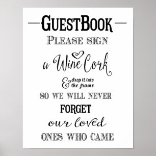 Moderne Kalligraphie Schildkröte Weinkork Hochzeit Poster