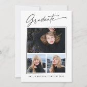 Moderne Kalligraphie-Schrift 3 Foto Graduate Ankündigung (Vorderseite)