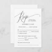 Moderne Kalligraphie, Schwarz, Hochzeitessen UAWG Begleitkarte (Vorne/Hinten)