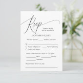 Moderne Kalligraphie, Schwarz, Hochzeitessen UAWG Begleitkarte (Stehend Vorderseite)