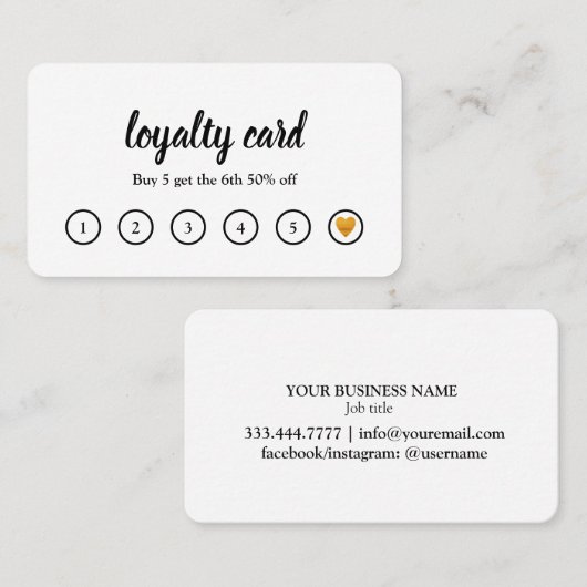 Moderne Kalligraphie Schwarz/Weiß Minimalistisch Treuekarte (Vorne/Hinten)