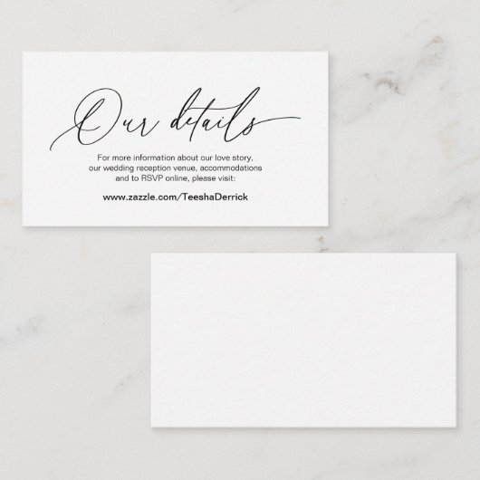 Moderne Kalligraphie, Schwarzer Schriftart, Hochze Begleitkarte (Vorne/Hinten)