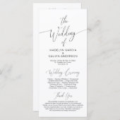 Moderne Kalligraphie, Schwarzes Drehbuch, Hochzeit Programm (Vorne/Hinten)