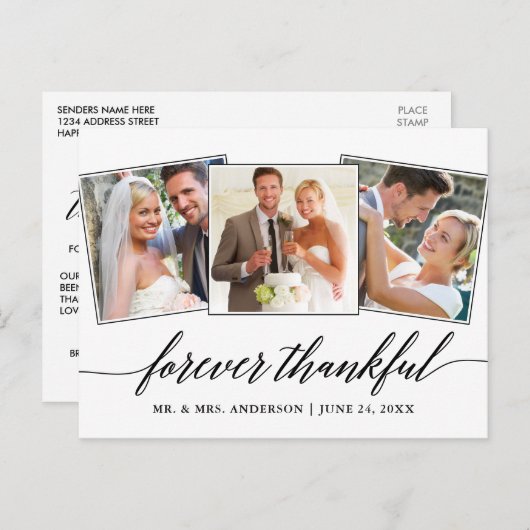 Moderne Kalligraphie Script 3 Foto für immer Dankb Postkarte (Vorne/Hinten)