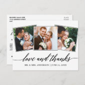 Moderne Kalligraphie Script 3 Foto Liebe und Danke Postkarte (Vorne/Hinten)