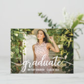 Moderne Kalligraphie Script 4 Foto Graduation Part Einladung (Stehend Vorderseite)