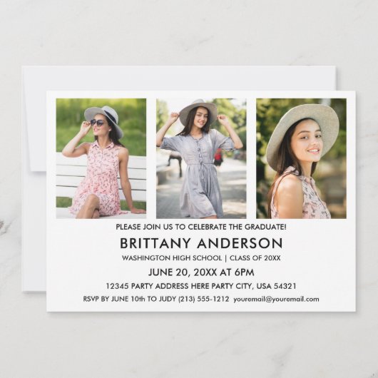 Moderne Kalligraphie Script 4 Foto Graduation Part Einladung (Rückseite)