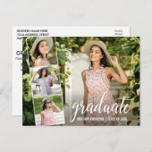 Moderne Kalligraphie Script 4 Foto Graduation Part Postkarte (Vorne/Hinten)