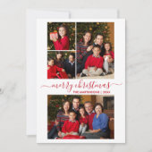 Moderne Kalligraphie Script 4 Foto Weihnachten Rot (Vorderseite)