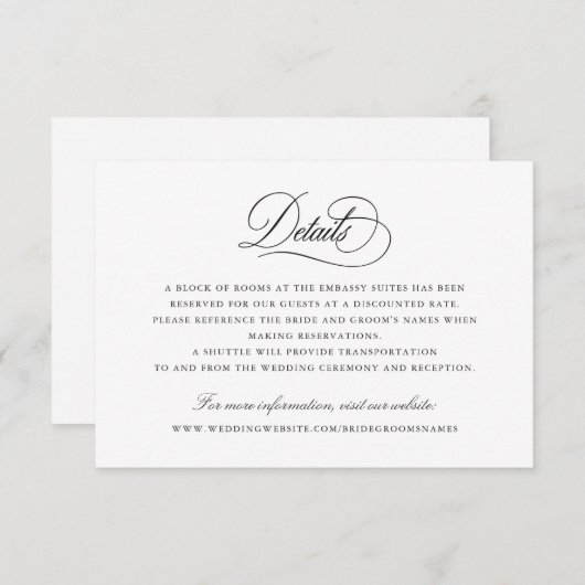 Moderne Kalligraphie Script Elegante Details einfü Einladung (Vorne/Hinten)