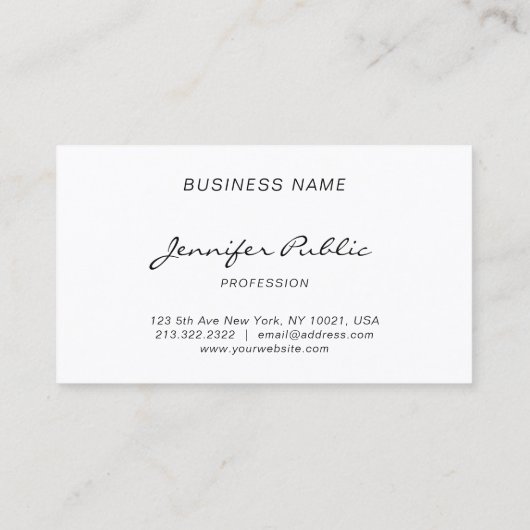 Moderne Kalligraphie Script Minimalistisch Elegant Visitenkarte (Rückseite)