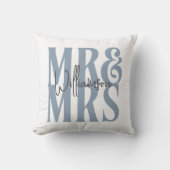 Moderne Kalligraphie Script Mr. Wedding Blue Kissen (Vorderseite)